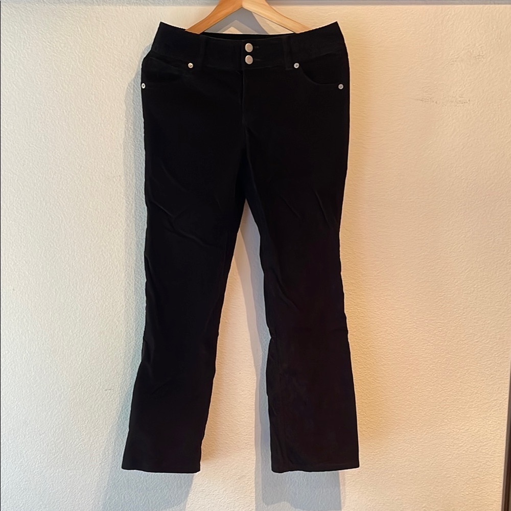 London Jeans Corduroy Flared Jeans, Back Flap Pockets, Black, Size 4 Short